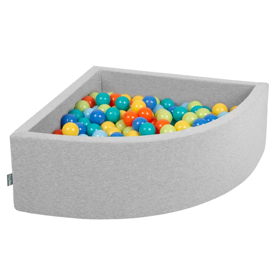 kiddymoon-b-llebad-90-x-30-cm-viertel-rechteckig-mit-200-b-llen-hellgrau-gr-n-or image 1