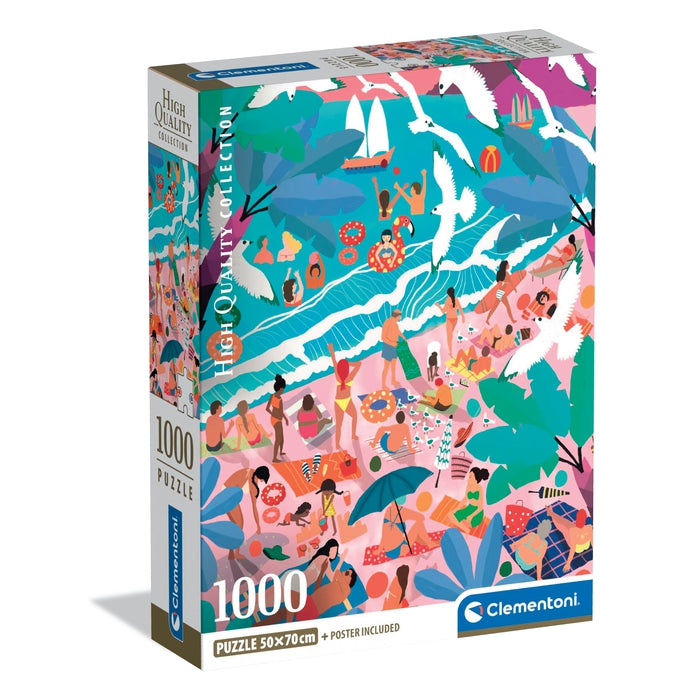 clementoni-sunday-at-the-beach-puzzle-1000-teile-k-nstlerische-illustration image 1