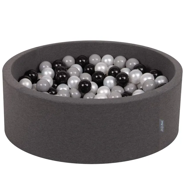 kiddymoon-b-llebad-rund-90x30-cm-mit-200-b-llen-7-cm-dunkelgrau-schwarz-grau-per image 1