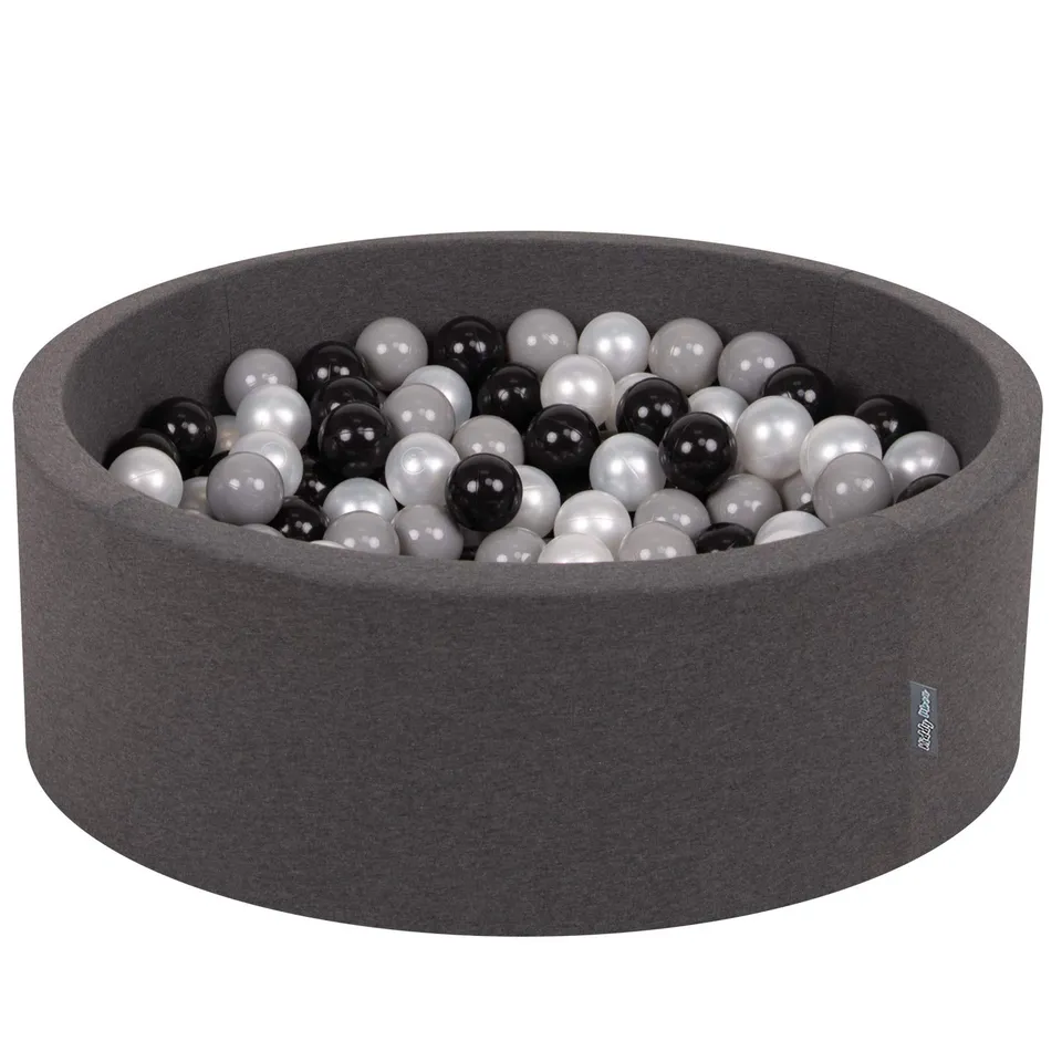 kiddymoon-b-llebad-rund-90x30-cm-mit-200-b-llen-7-cm-dunkelgrau-schwarz-grau-per image 1