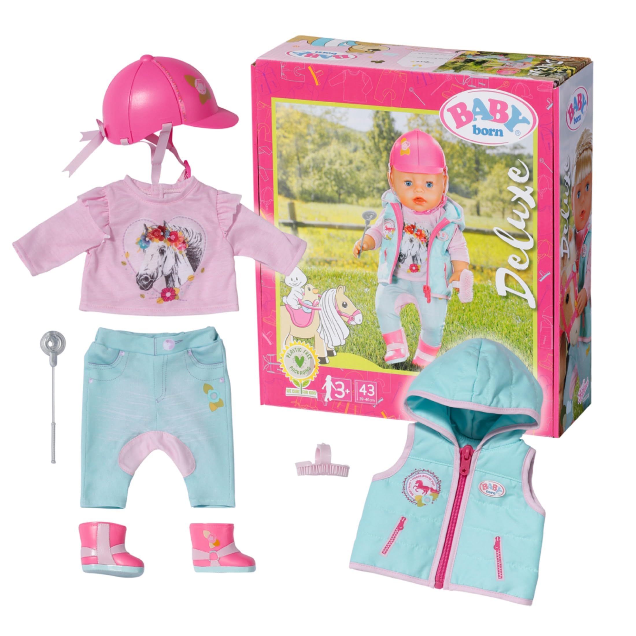 baby-born-deluxe-reiter-outfit-43cm-7-teilig-mit-helm-und-stiefeln image 1