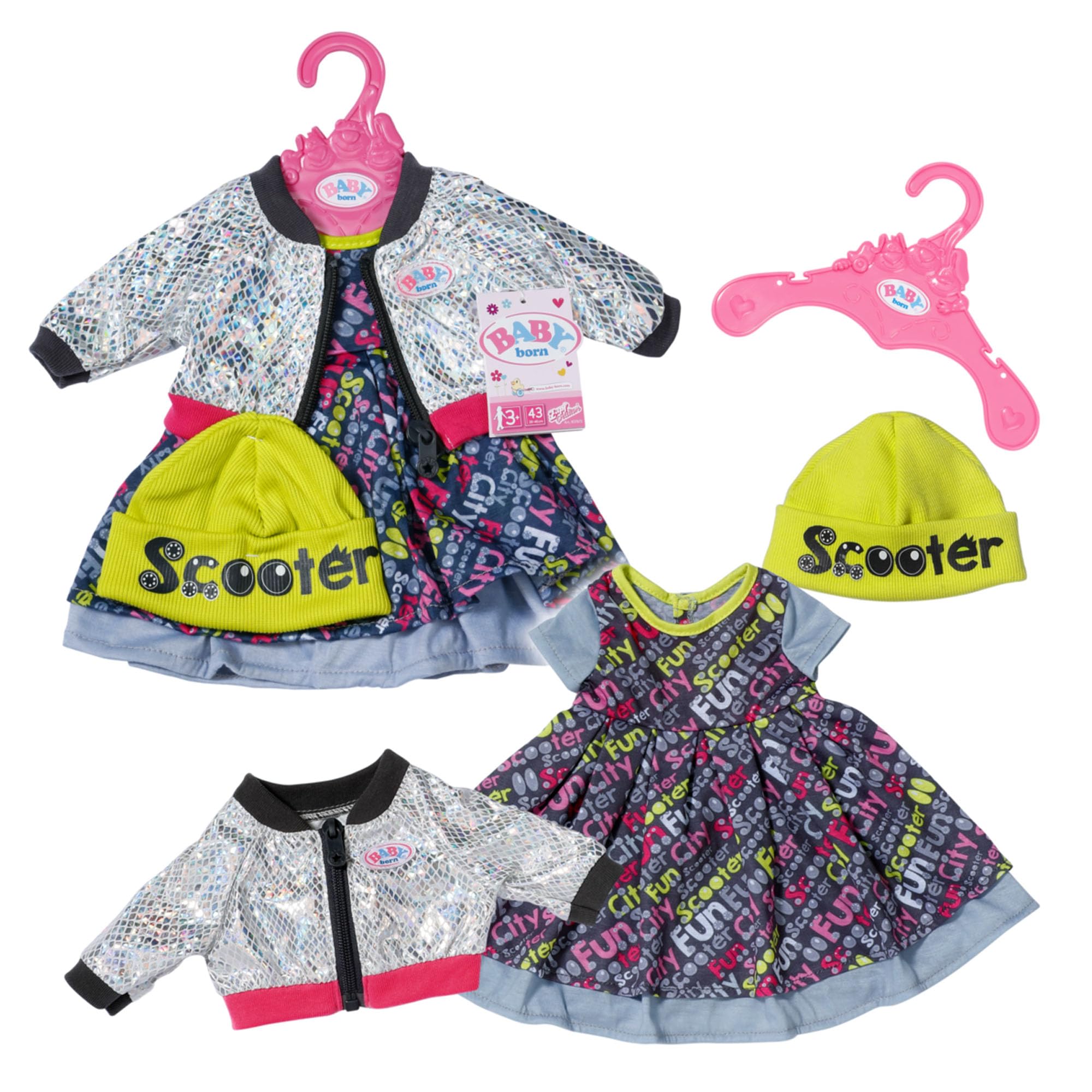 baby-born-e-scooter-outfit-837672-f-r-43-cm-puppen-kleid-jacke-m-tze image 1