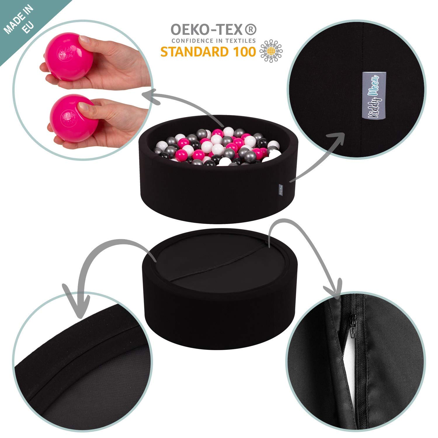 kiddymoon-b-llebad-mit-200-b-llen-7-cm-schwarz-wei-grau-hellt-rkis image 5