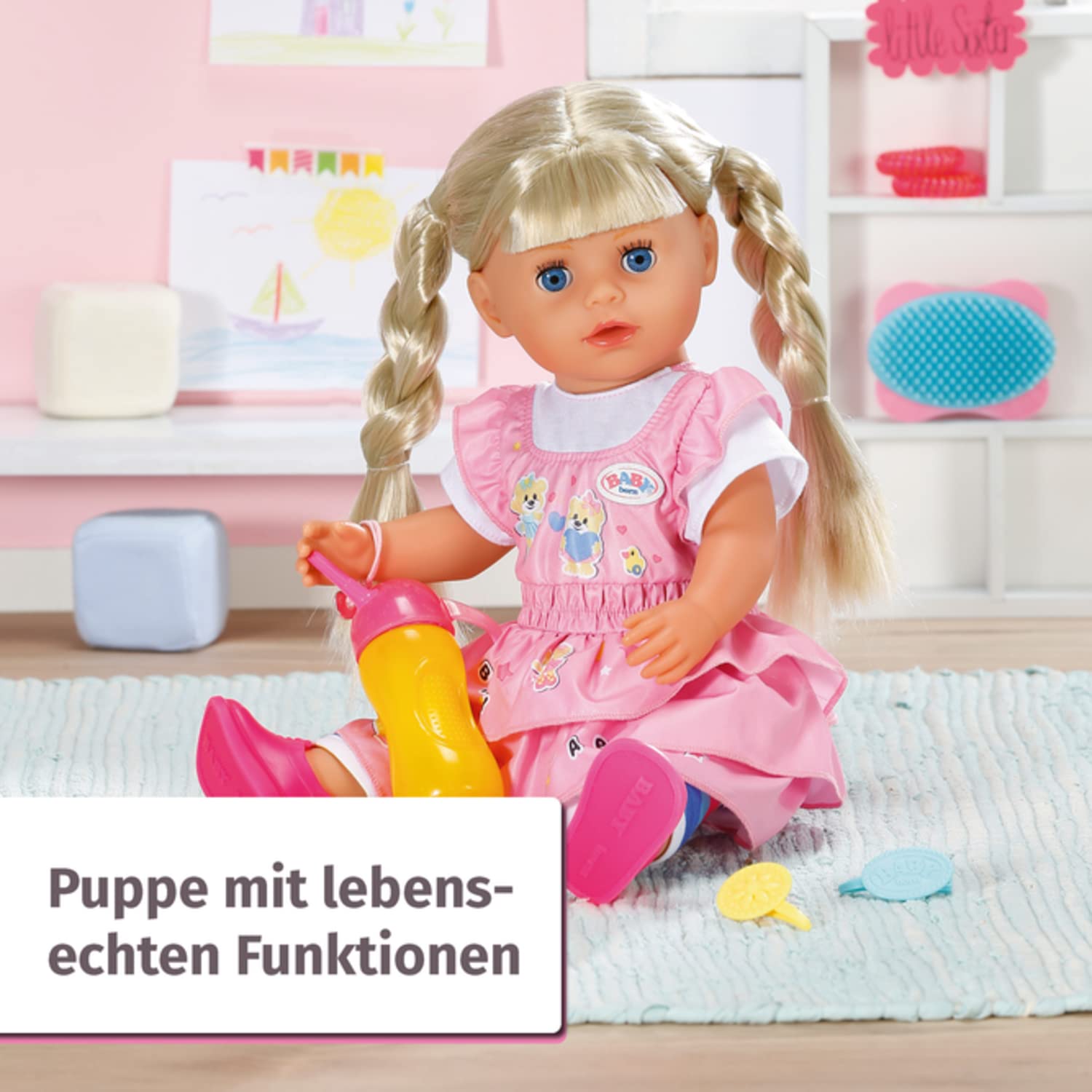 baby-born-kindergarten-little-sister-36-cm-puppe-mit-haaren-und-7-funktionen image 2