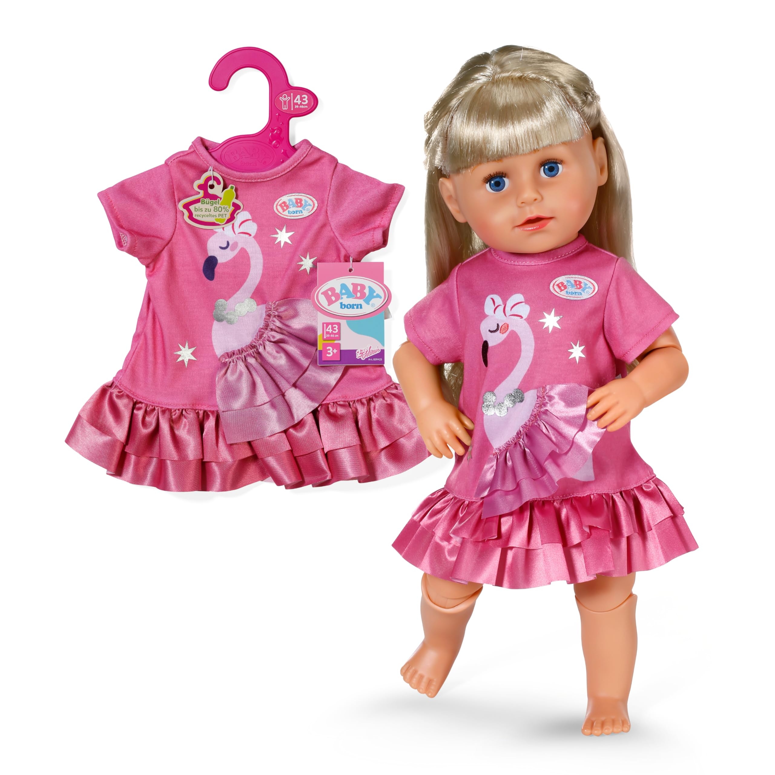 baby-born-flamingokleid-puppenkleid-f-r-43-cm-puppen-in-rosa image 1
