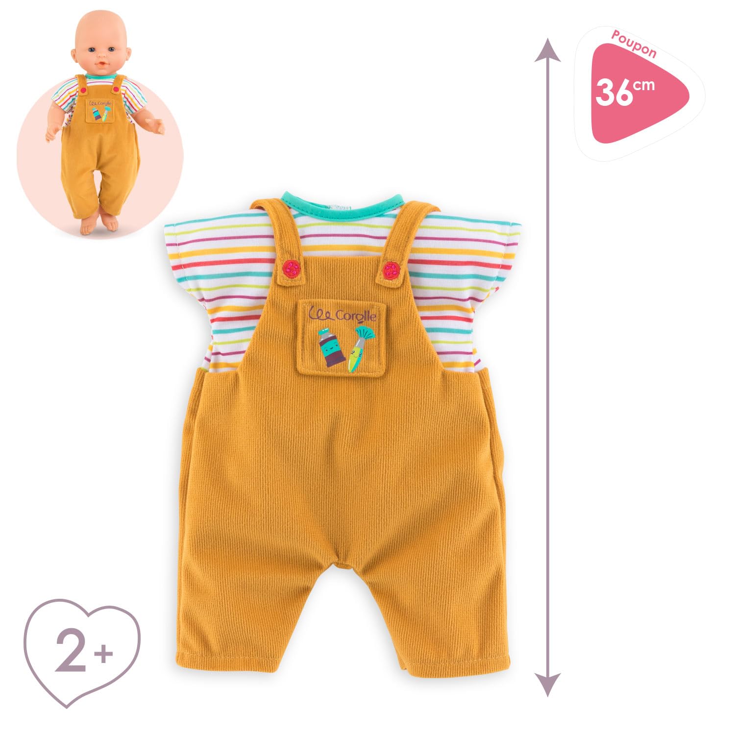 corolle-mon-grand-poupon-set-t-shirt-latzhose-f-r-36-cm-babypuppen image 2