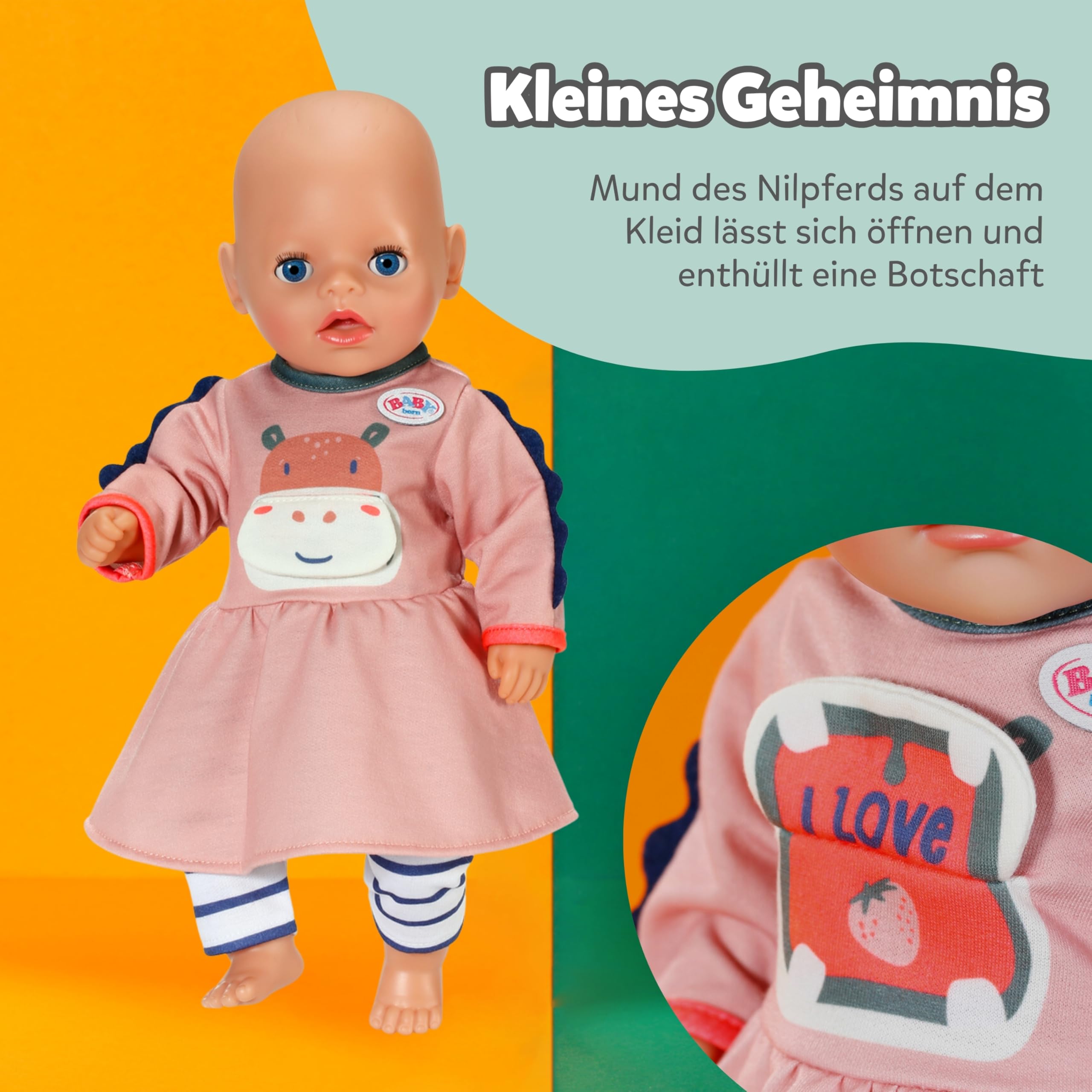 baby-born-kleid-dschungel-36-cm-mit-leggings-hippo-motiv image 3