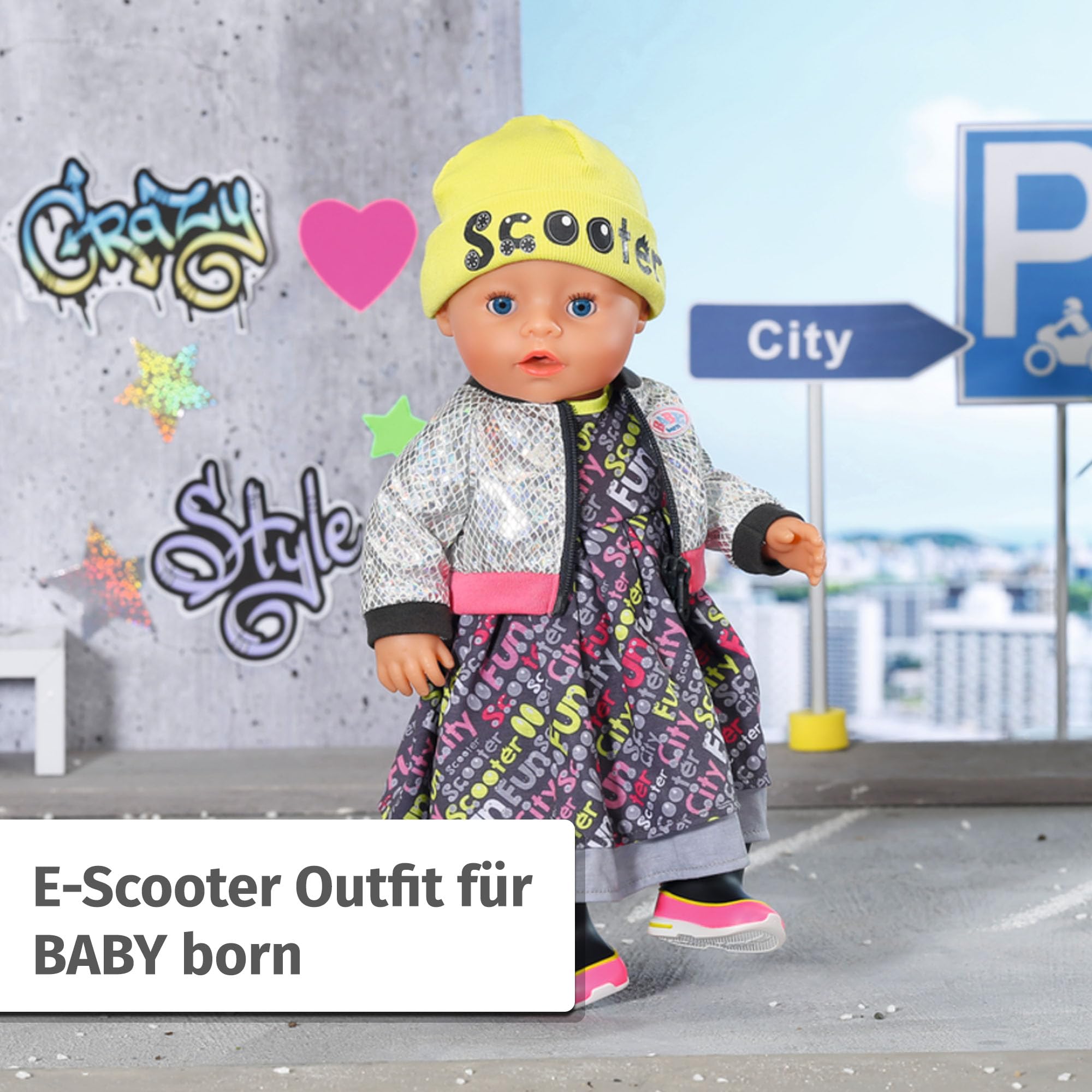 baby-born-e-scooter-outfit-837672-f-r-43-cm-puppen-kleid-jacke-m-tze image 2