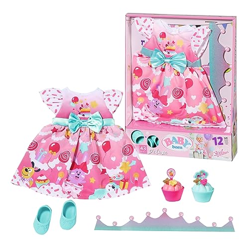 baby-born-deluxe-geburtstag-43cm-puppenkleidung-set-kleid-schuhe-papierkrone-und image 8