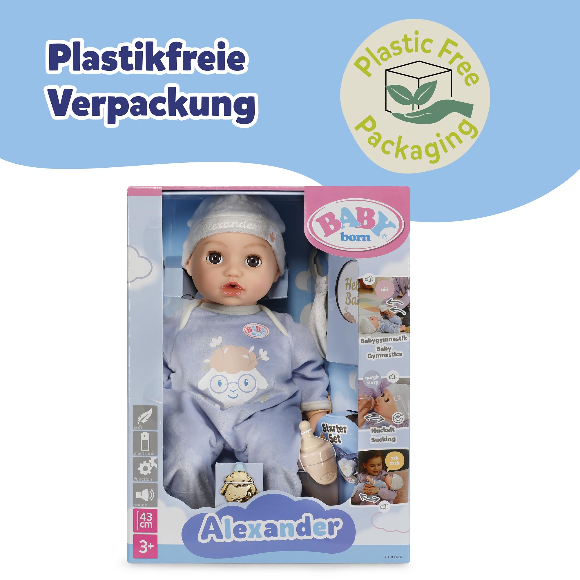 baby-born-alexander-43-cm-funktionspuppe-mit-7-elektronischen-funktionen-und-zub image 2