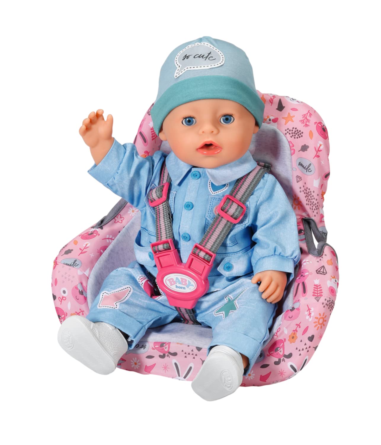 baby-born-2-teiliges-puppenpflege-set-autositz-babytrage-rosa-grau-36cm-43cm image 3