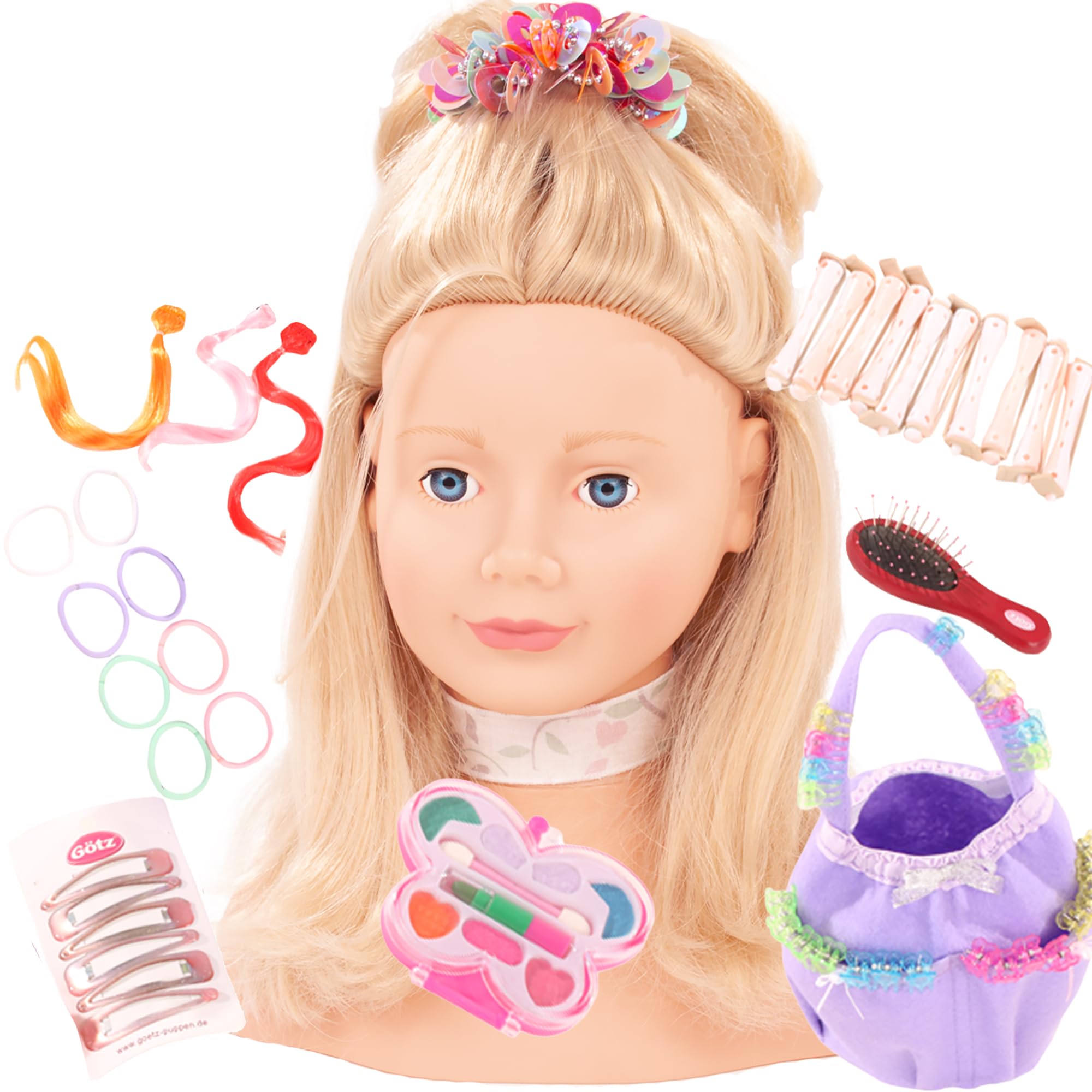 g-tz-1192052-haarwerk-schminkkopf-blonde-haare-28-cm-frisierkopf-57-teilig image 1