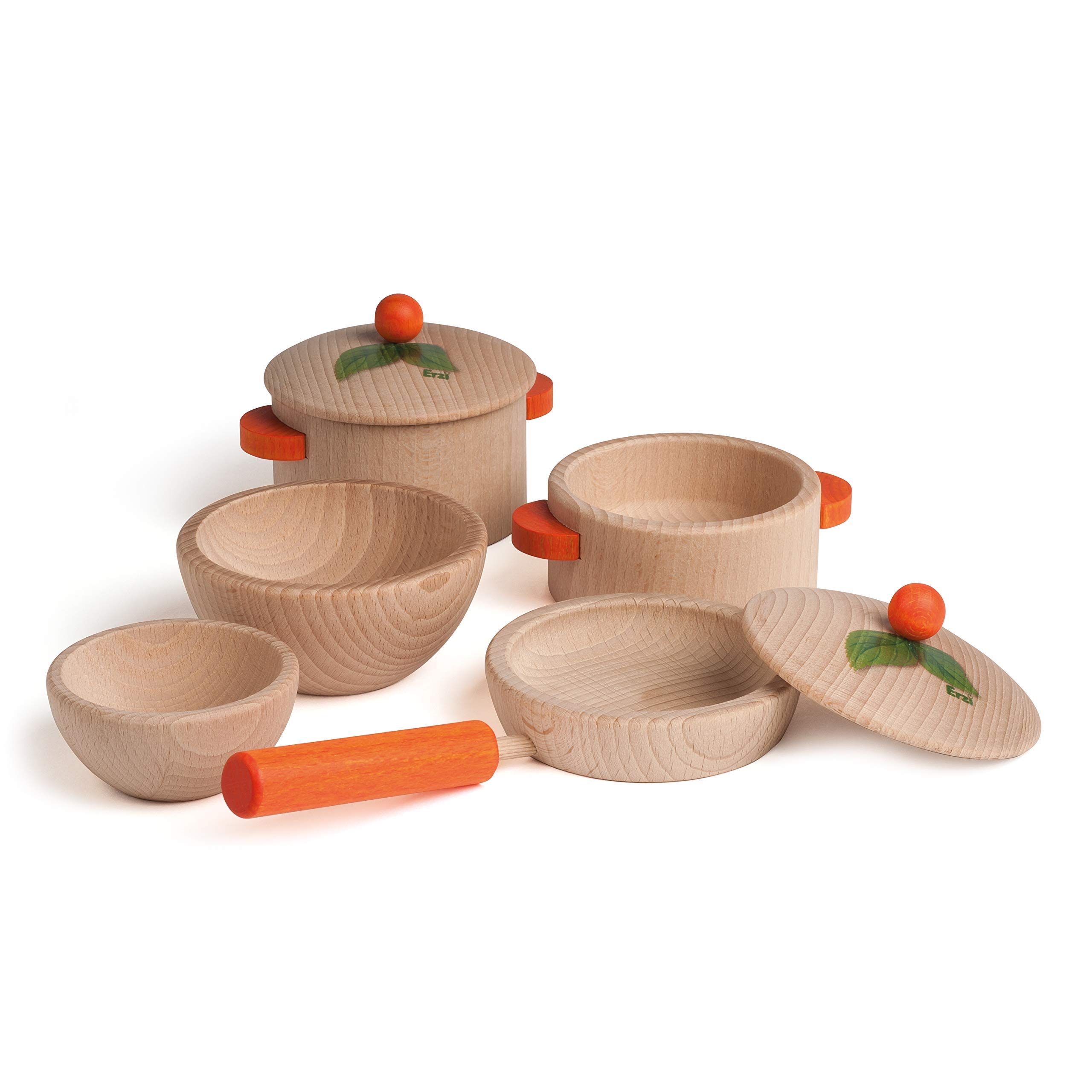 erzi-10659-kochset-natur-aus-holz-kaufladenspielzeug-7-teilig image 2
