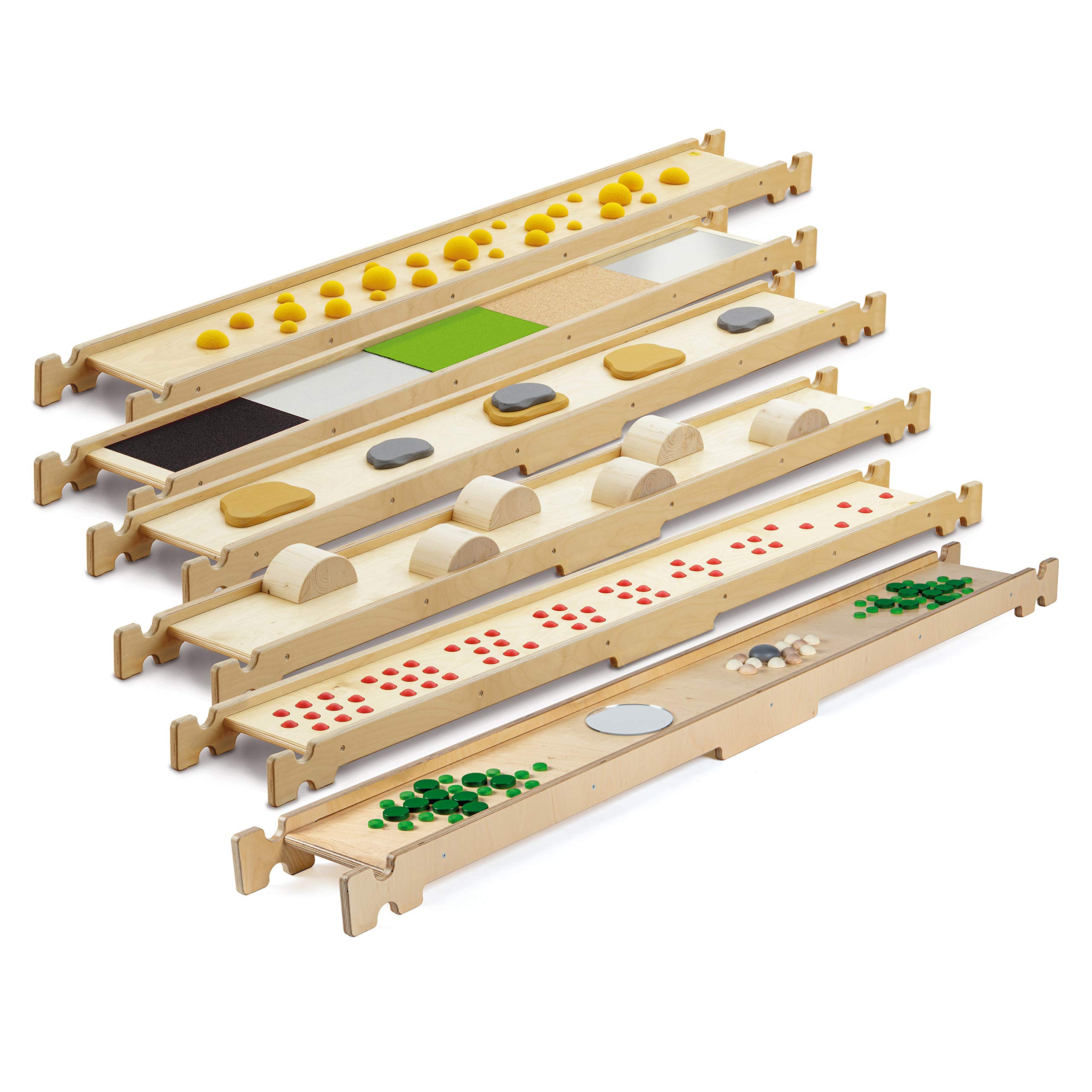 erzi-46389-balancier-spazierweg-natur-aus-holz-6-teiliges-balancierbrett-set image 1