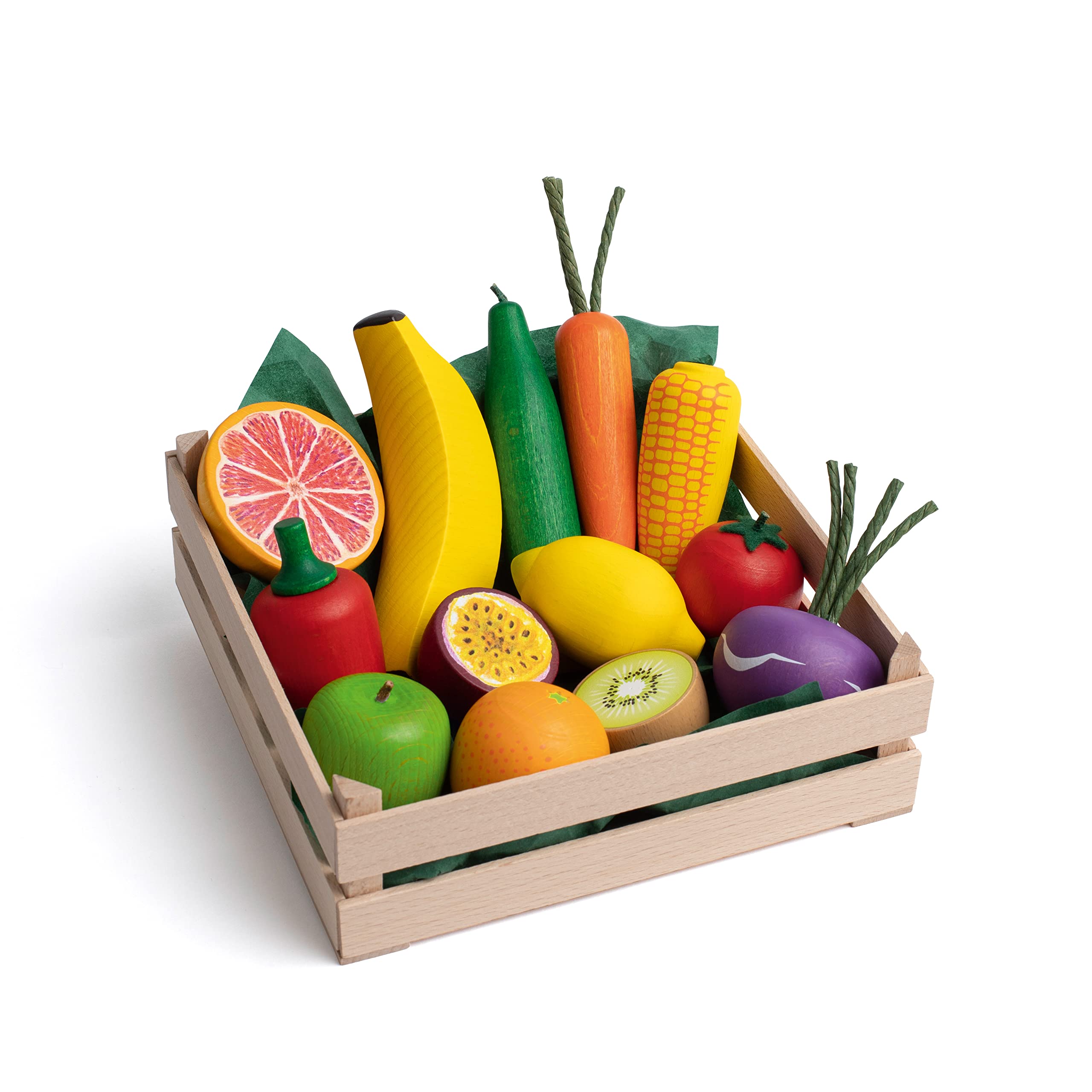 erzi-28219-sortiment-obst-und-gem-se-xl-aus-holz-in-holzstiege-14-teilig image 1