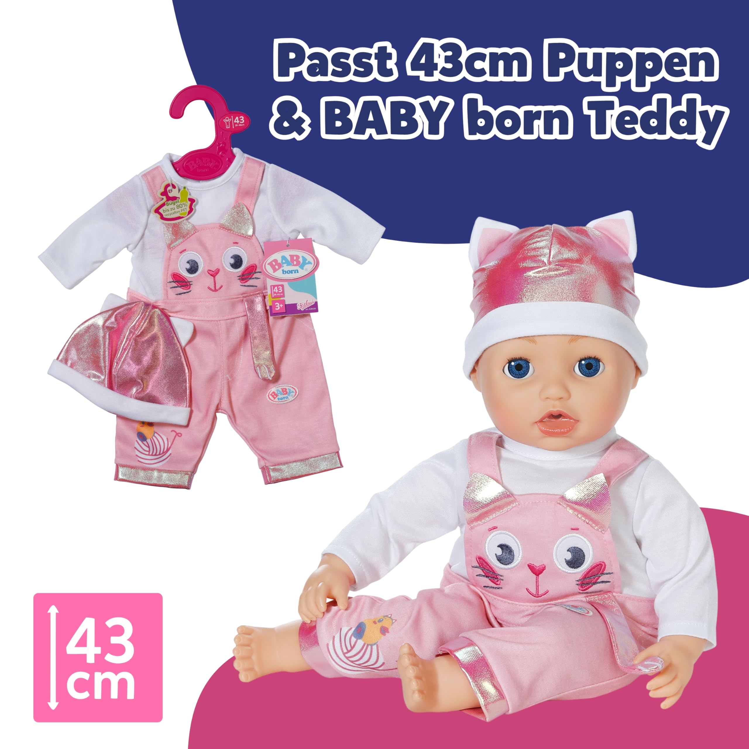 baby-born-k-tzchen-onesie-mit-latzhose-und-m-tze-f-r-43-cm-puppen image 5
