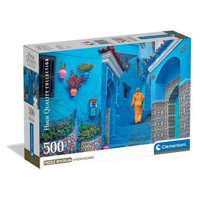clementoni-blue-street-of-chefchaouen-puzzle-500-teile-49-x-36-cm image 1