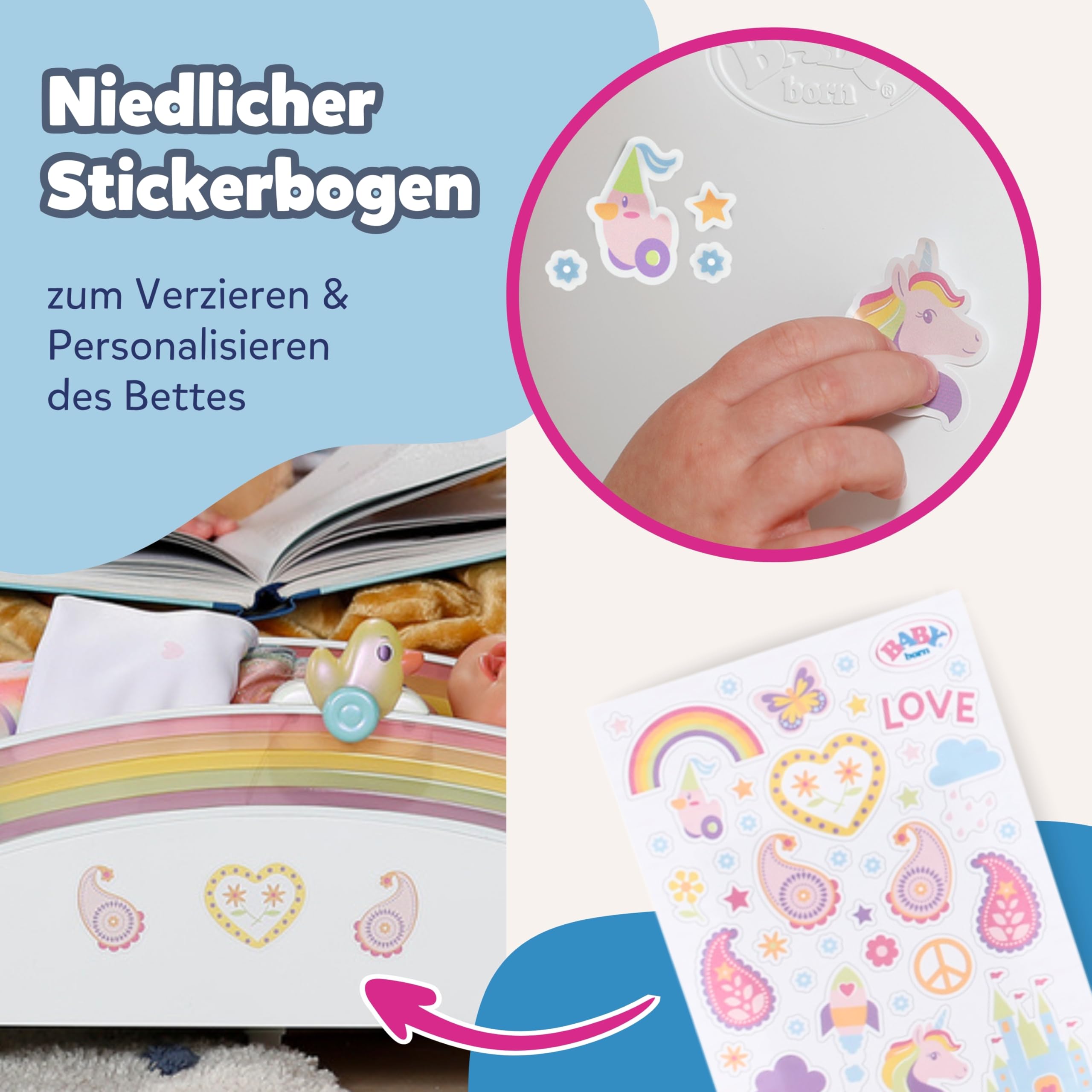 baby-born-regenbogen-bett-puppenbett-mit-licht-und-einschlafmelodie image 5