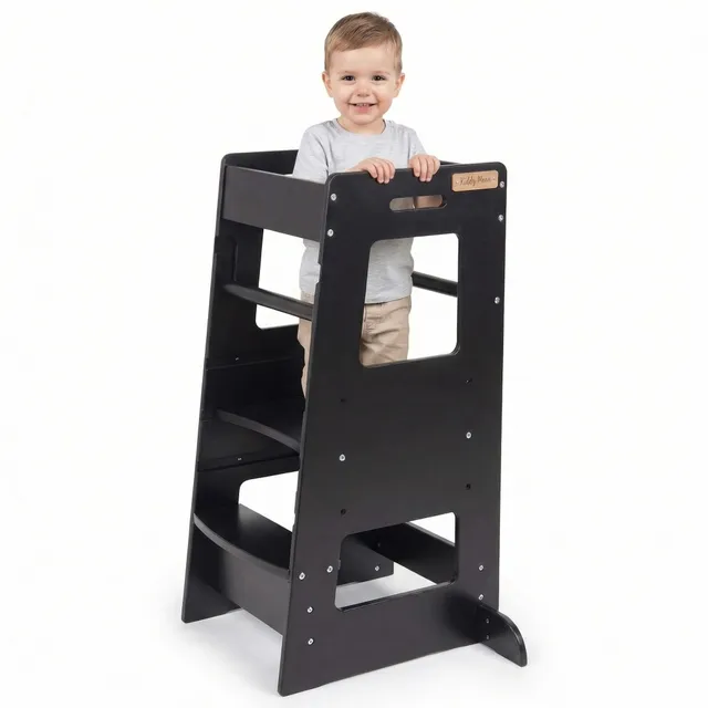 kiddymoon-lernturm-montessori-k-chenhelfer-3-fach-h-henverstellbar-schwarz image 1