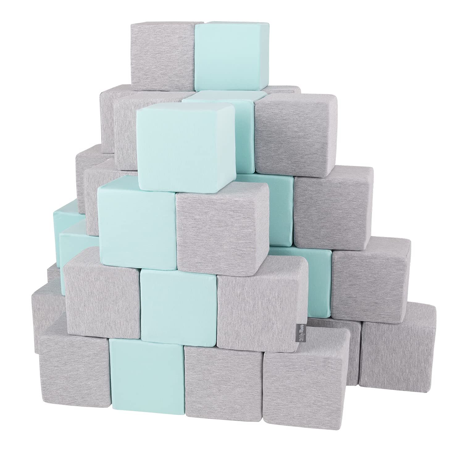 kiddymoon-schaumstoffw-rfel-48-st-cke-14-cm-hellgrau-mint-bausteine image 1