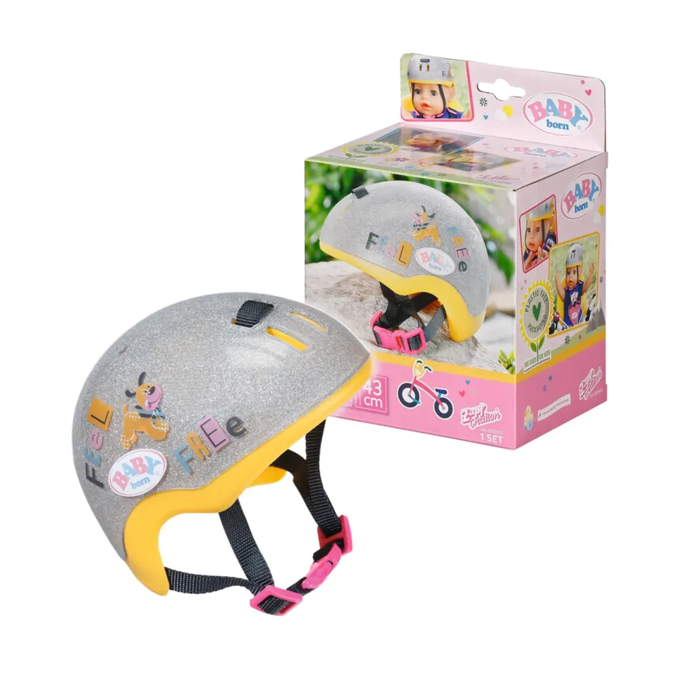 baby-born-830055-fahrradhelm-glitzer-silber-gelb-puppenhelm-f-r-43-cm-puppen image 1