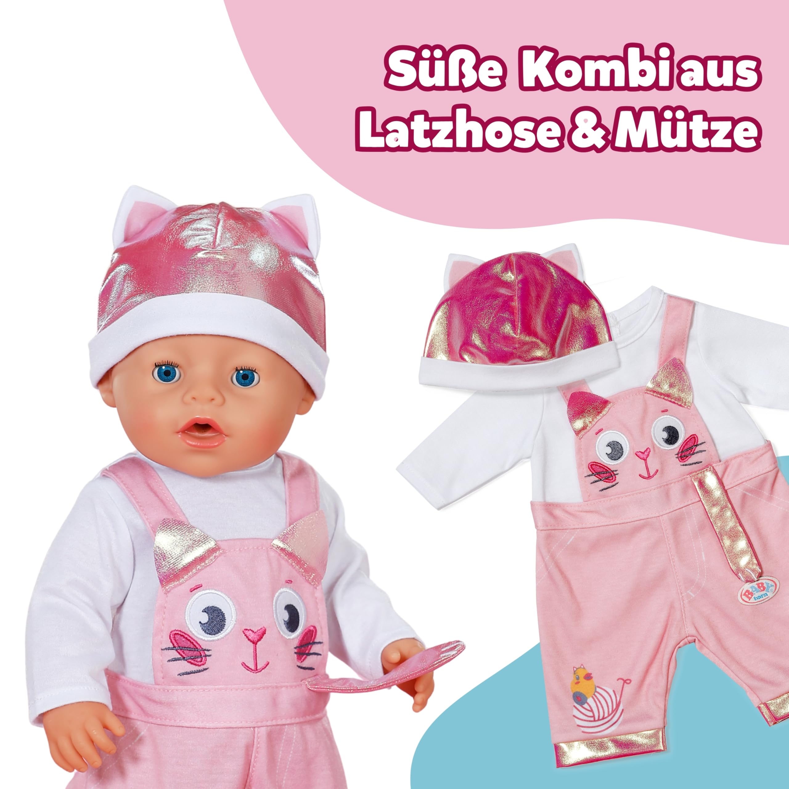 baby-born-k-tzchen-onesie-mit-latzhose-und-m-tze-f-r-43-cm-puppen image 4