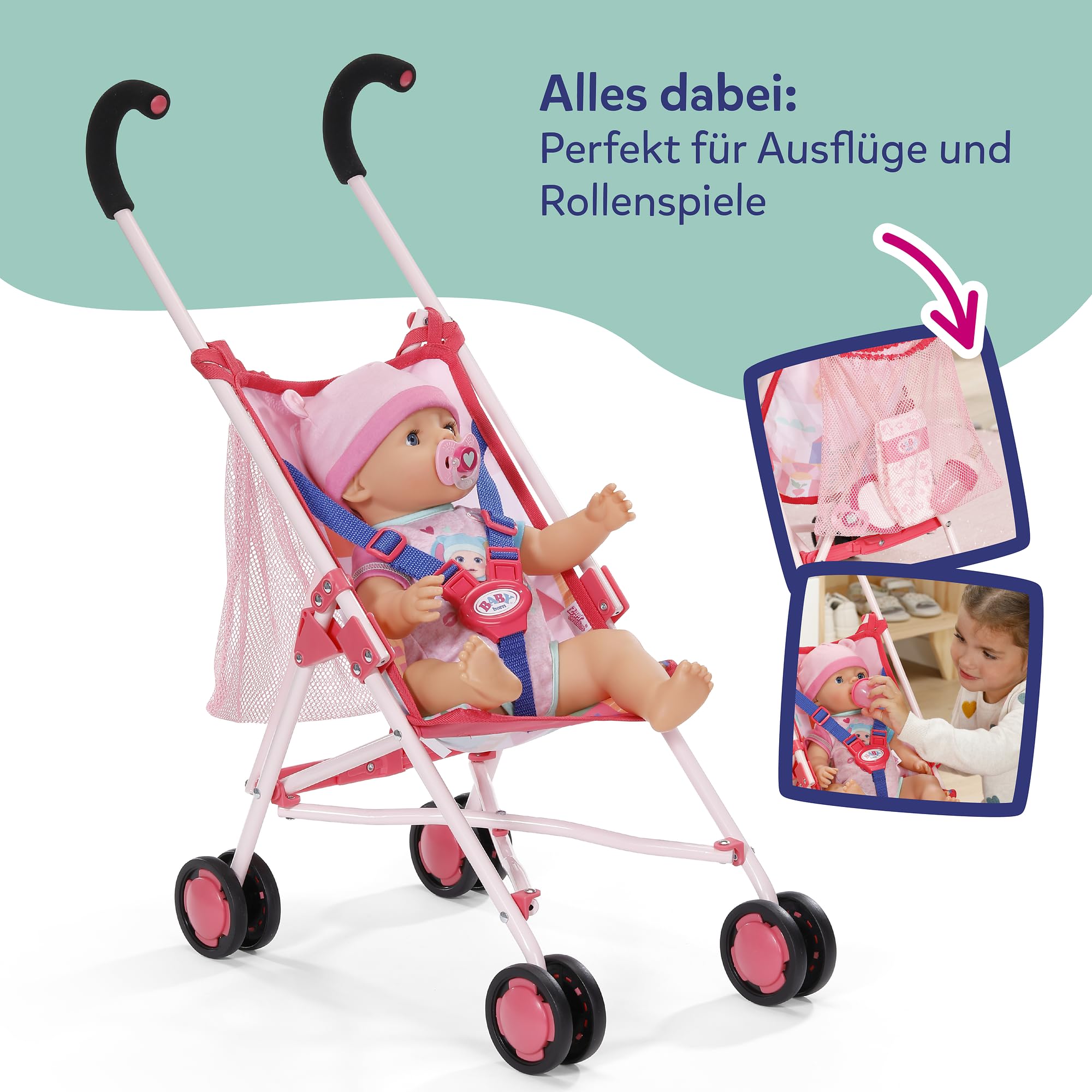 baby-born-puppenwagen-mit-tasche-in-pink-f-r-36-cm-und-43-cm-puppen image 6