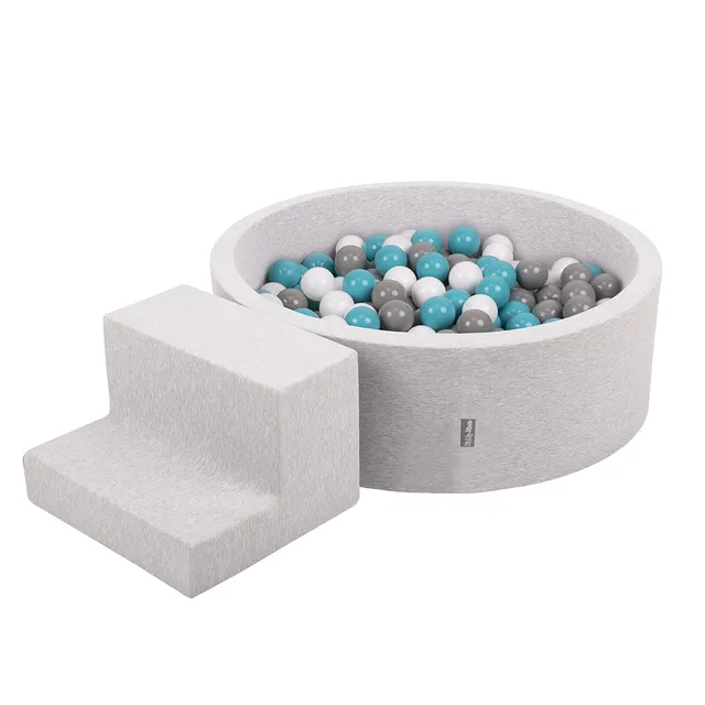 kiddymoon-spielplatz-schaumstoff-mit-rundem-b-llebad-100-b-lle-7cm-hellgrau image 1