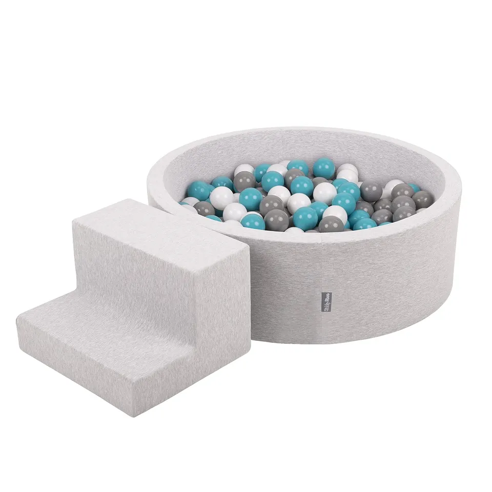 kiddymoon-spielplatz-schaumstoff-mit-rundem-b-llebad-100-b-lle-7cm-hellgrau image 1