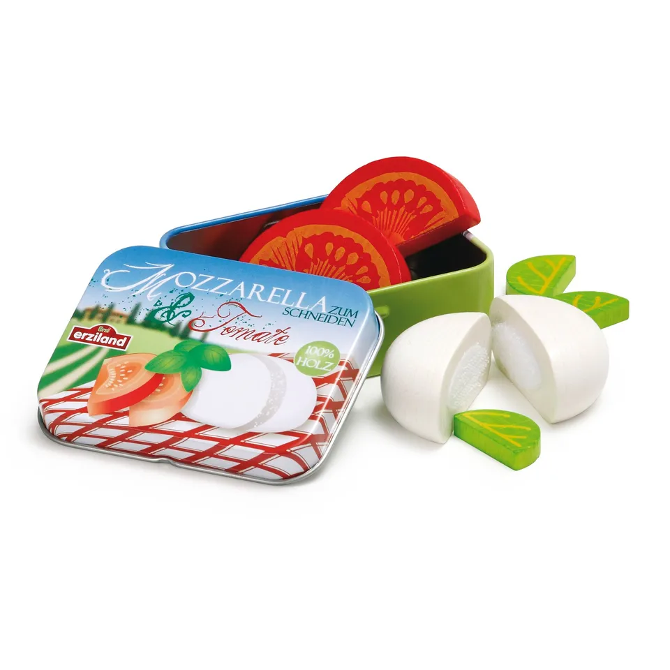 erzi-17045-mozzarella-und-tomate-kaufladen-set-holz-in-der-dose-7-teilig image 1