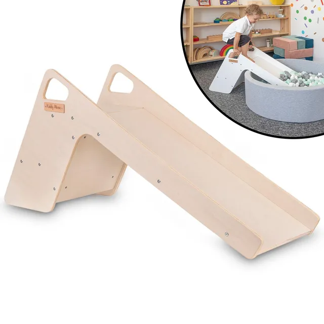 kiddymoon-kinder-rutsche-holz-montessori-natur-52-cm image 1