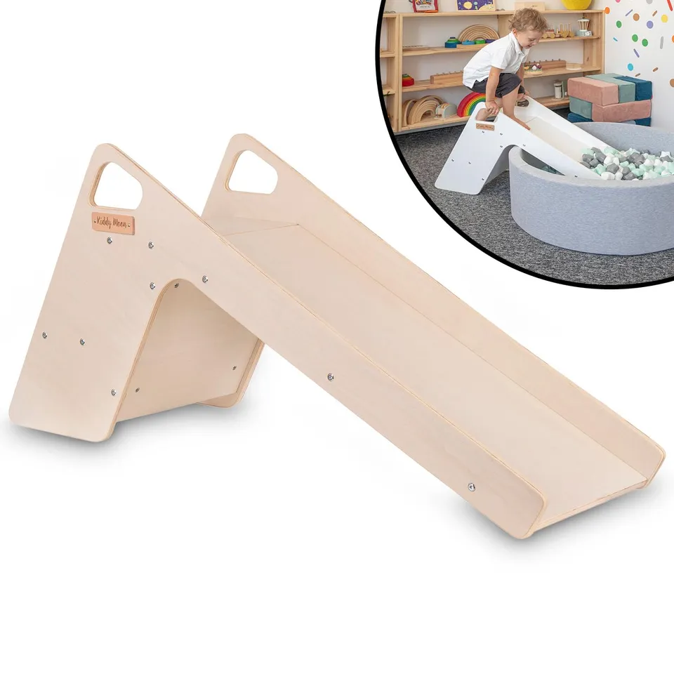 kiddymoon-kinder-rutsche-holz-montessori-natur-52-cm image 1