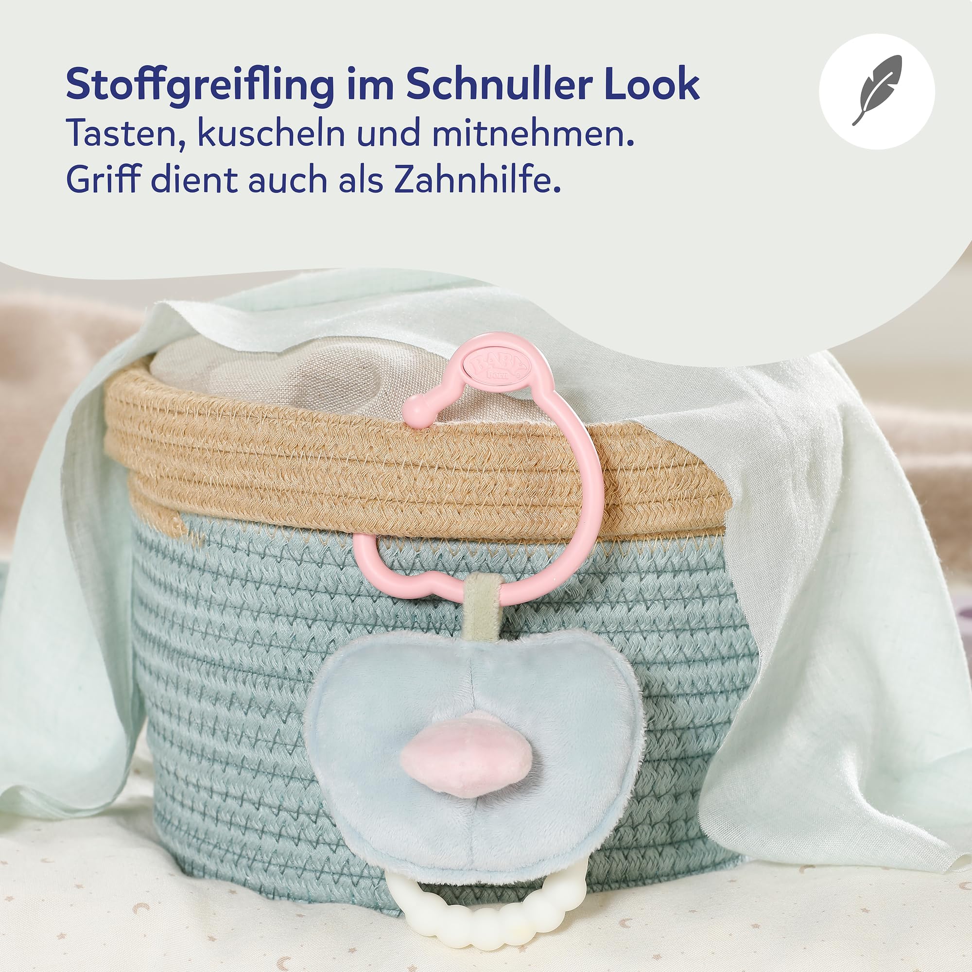 baby-born-for-babies-pl-sch-schnuller-18-cm-mit-bei-ring-und-clip image 3