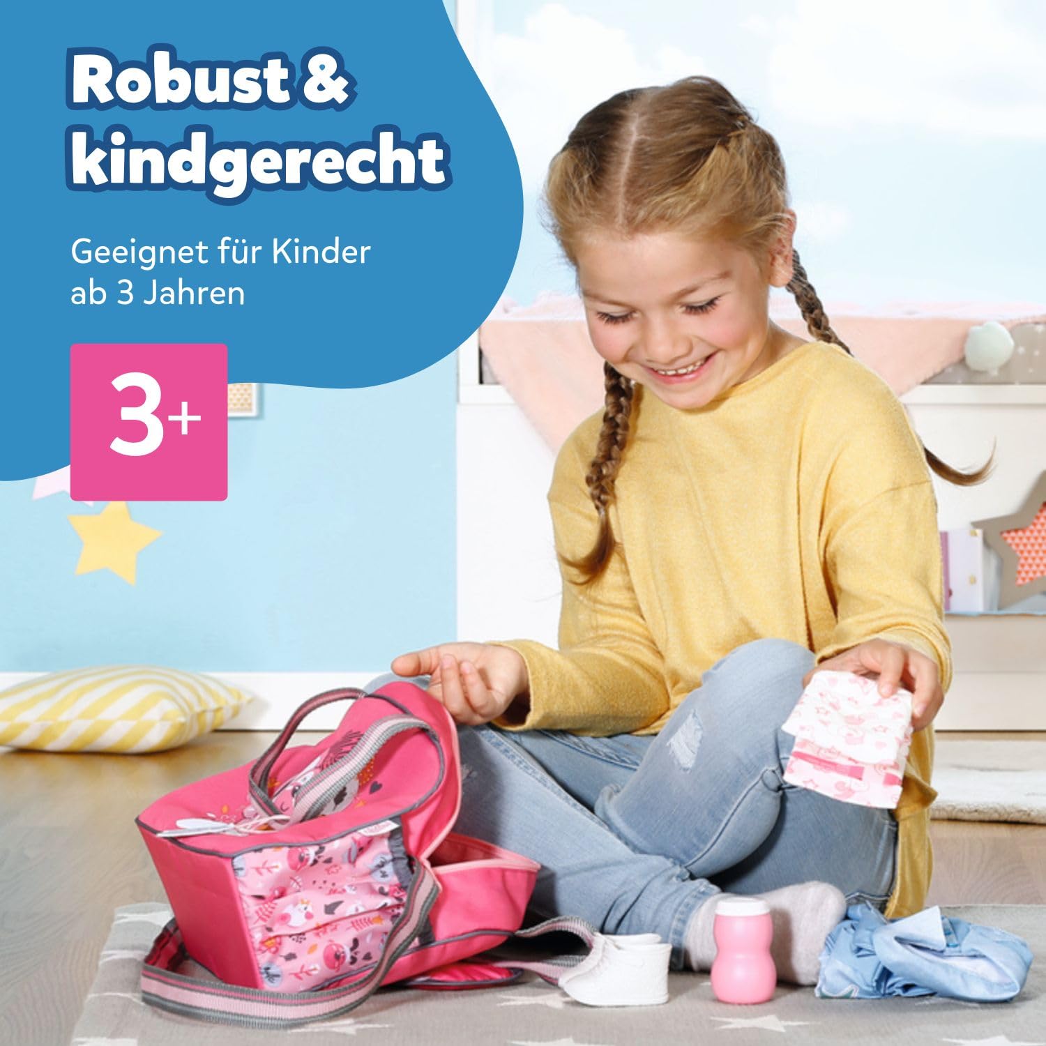 baby-born-wickeltasche-rosa-grau-puppenwickeltasche-mit-wickelunterlage-windel-u image 2