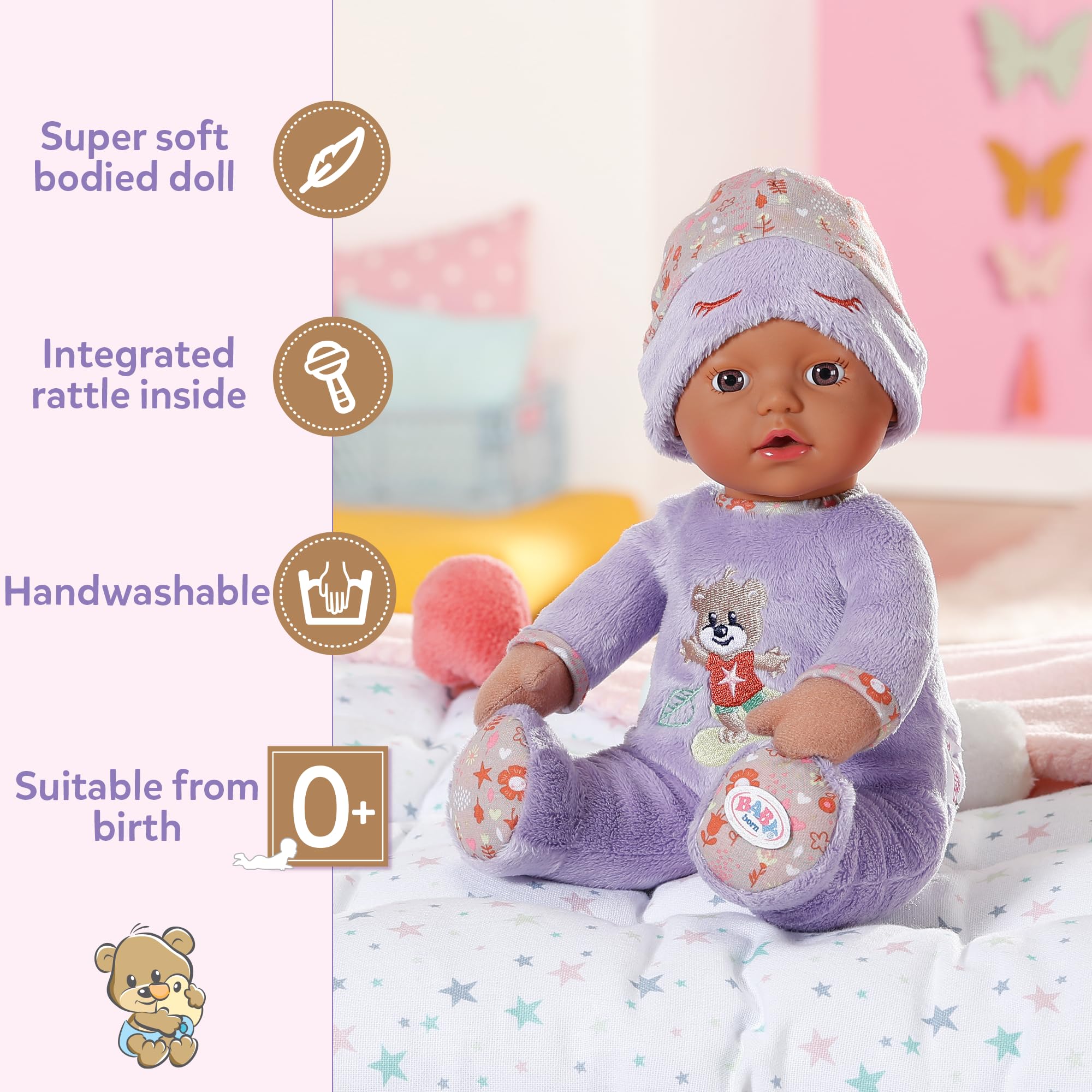 baby-born-sleepy-for-babies-stoffpuppe-lila-30-cm-mit-rassel-833438 image 2