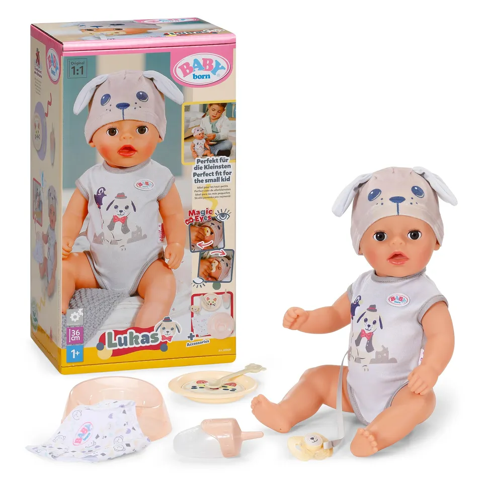 baby-born-lukas-36-cm-babypuppe-im-hunde-strampler-mit-7-funktionen image 1