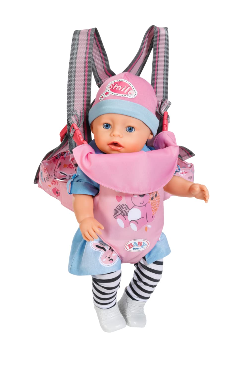 baby-born-2-teiliges-puppenpflege-set-autositz-babytrage-rosa-grau-36cm-43cm image 7