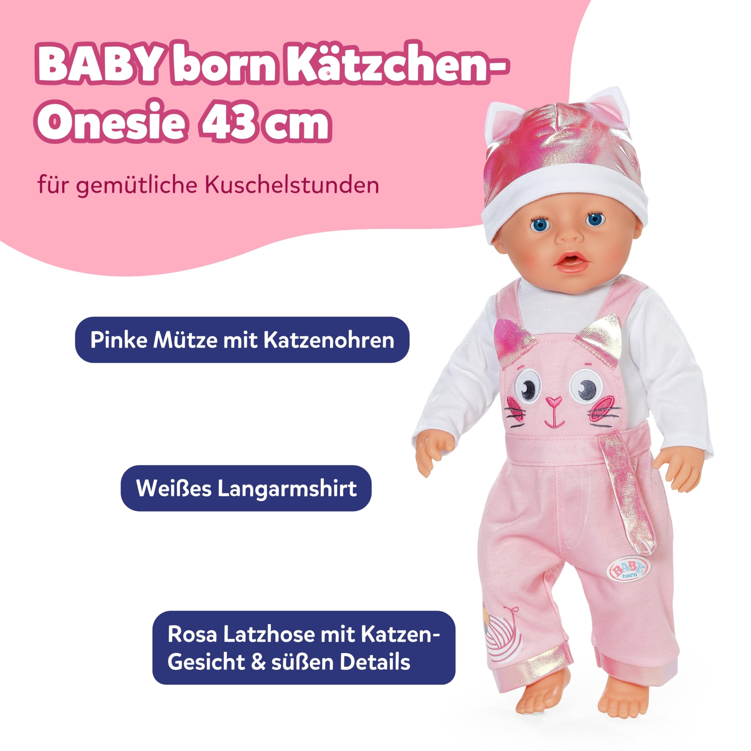baby-born-k-tzchen-onesie-mit-latzhose-und-m-tze-f-r-43-cm-puppen image 2