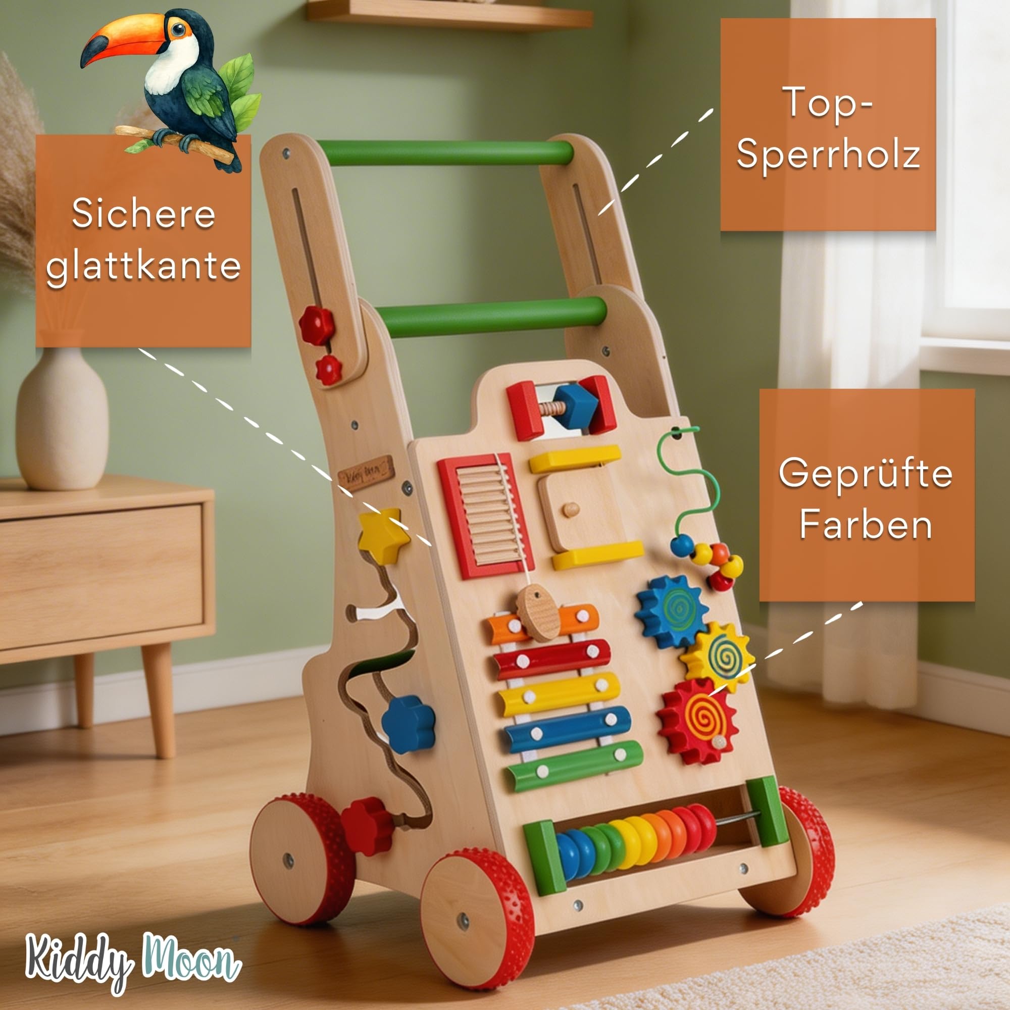 kiddymoon-wk-002-lauflernwagen-aus-holz-multifunktion-mehrfarbig image 5