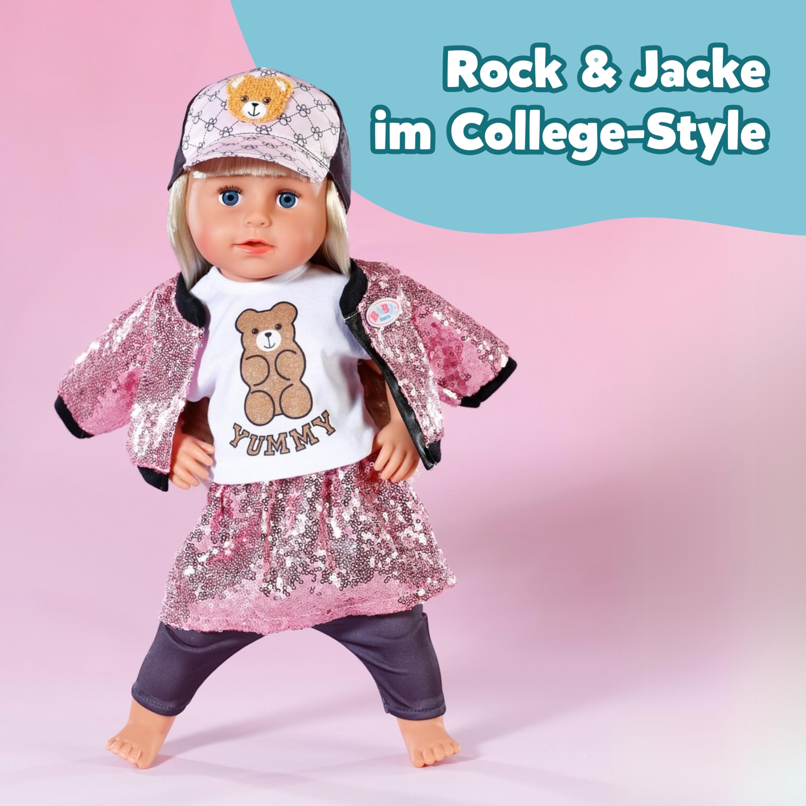 baby-born-glam-outfit-f-r-43-cm-puppen-pailletten-jacke-und-rock-set image 3