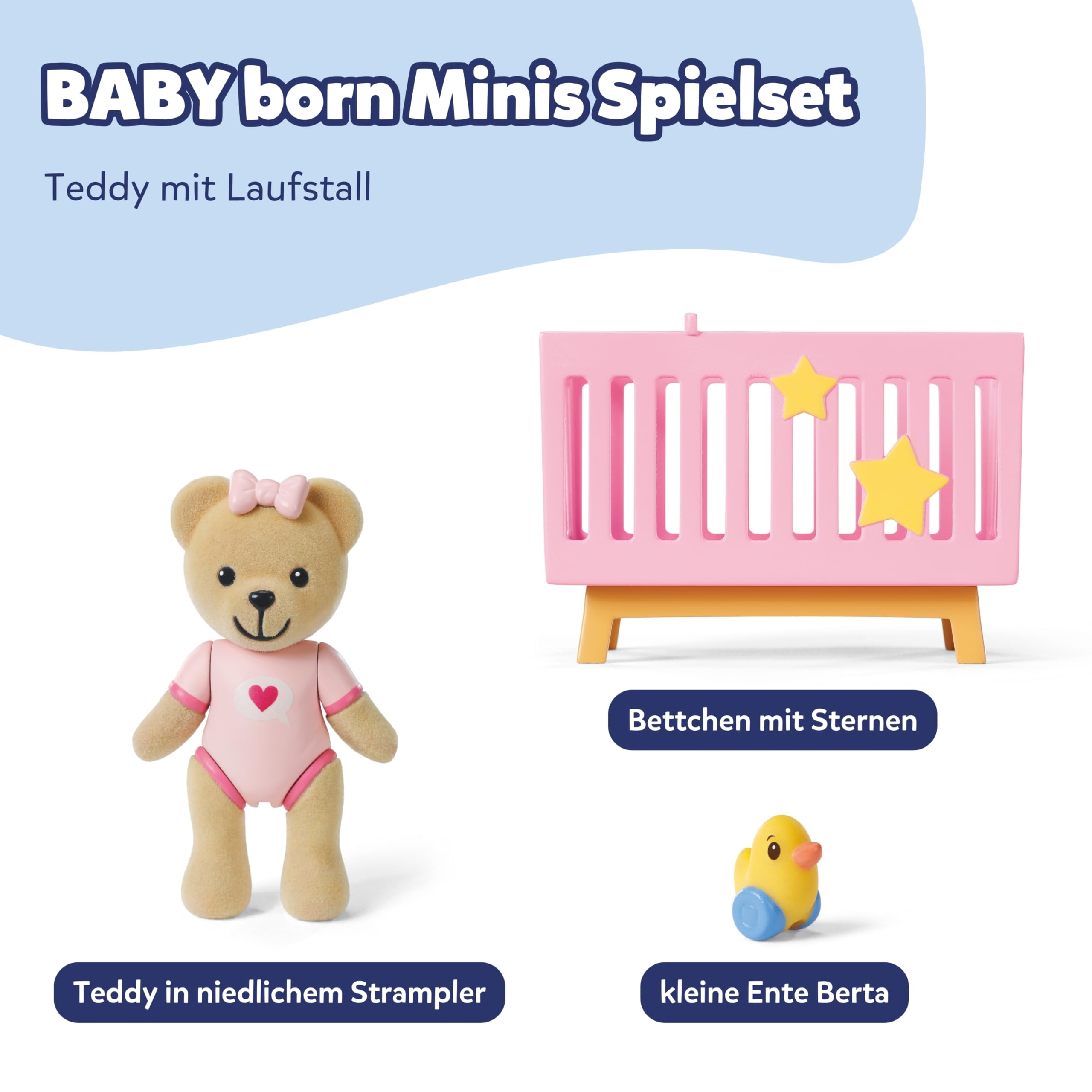 baby-born-minis-laufstall-spielset-mit-teddy-und-ente-berta image 2