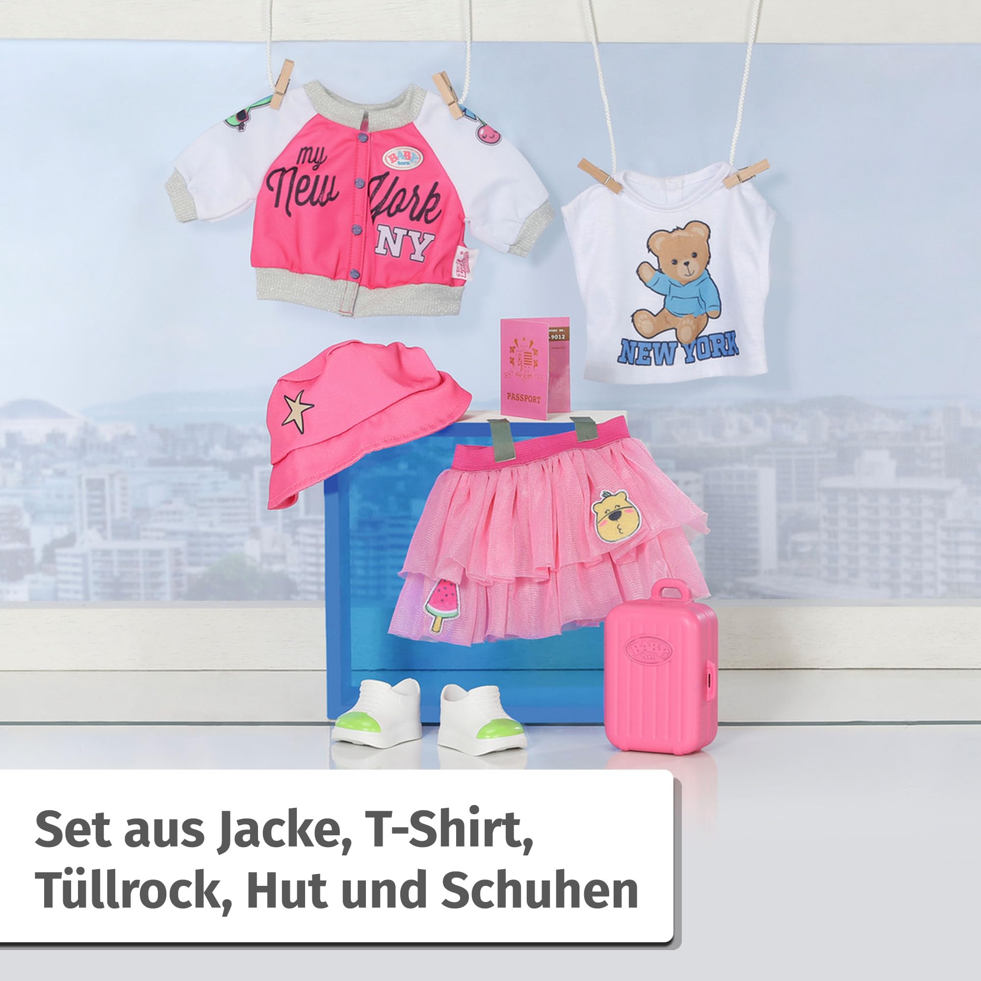 baby-born-deluxe-reiseoutfit-f-r-43-cm-puppen-mit-kleid-hut-schuhen-koffer-und-r image 3