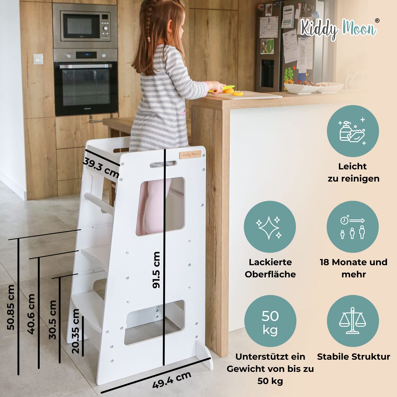 kiddymoon-lernturm-montessori-k-chenhelfer-3-fach-h-henverstellbar-schwarz image 3