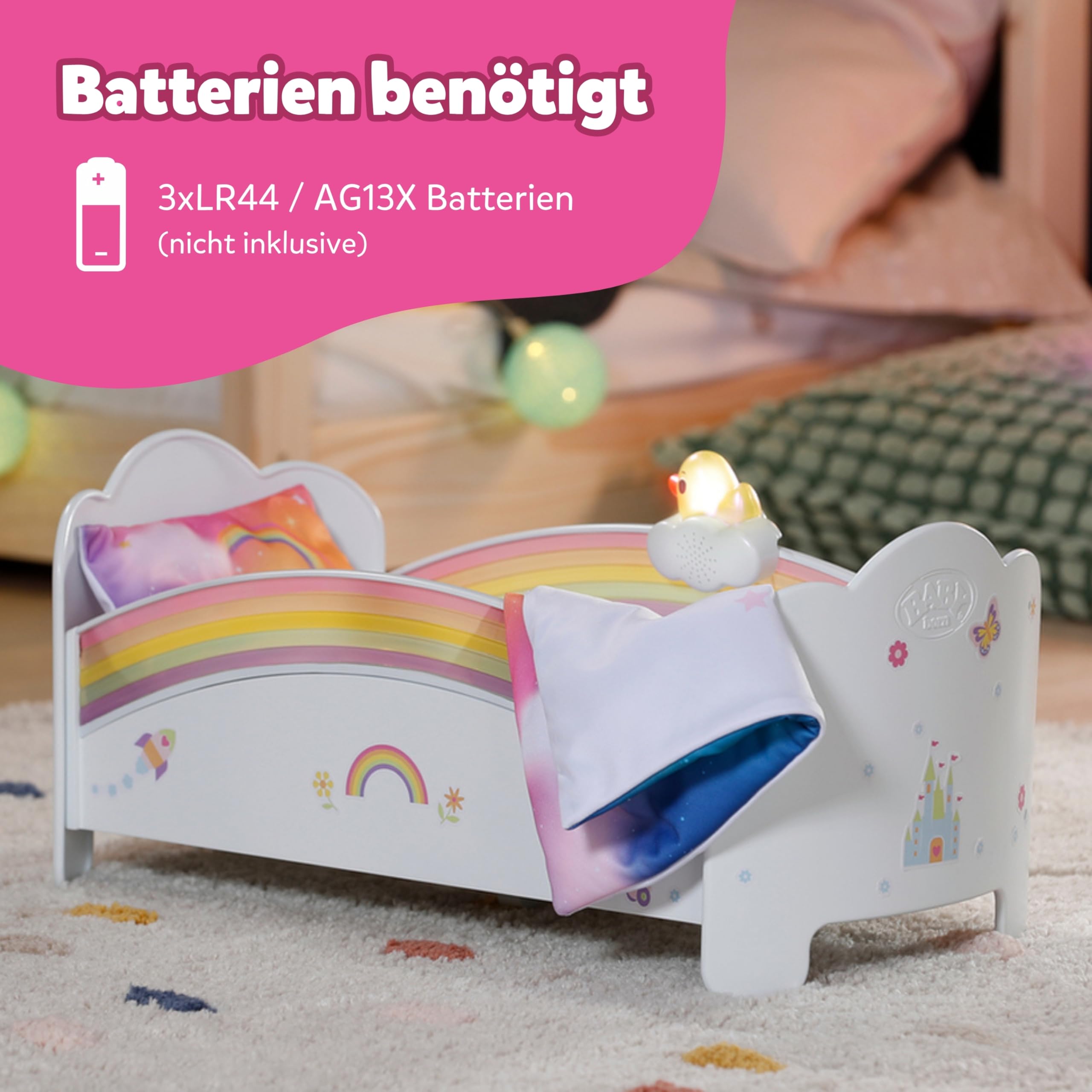 baby-born-regenbogen-bett-puppenbett-mit-licht-und-einschlafmelodie image 7