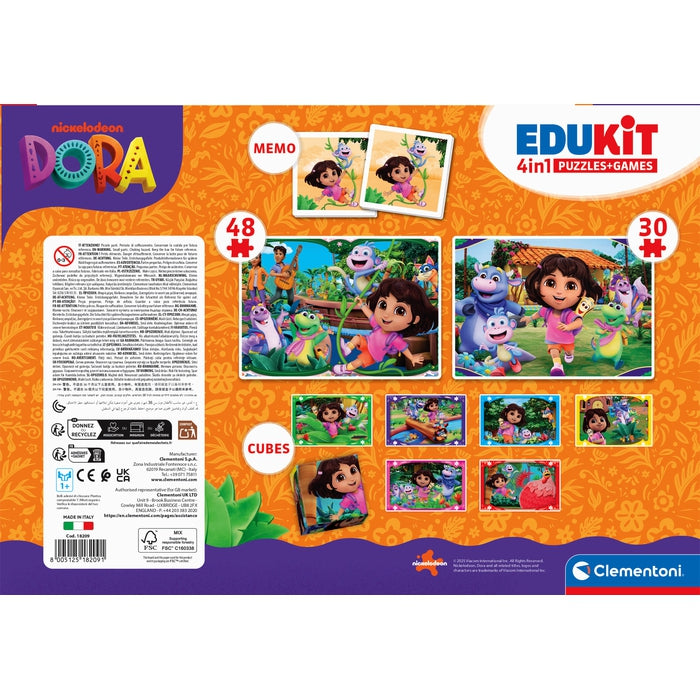 clementoni-edukit-4-in-1-dora-lernspiele-set-puzzle-memo-w-rfelpuzzle image 6
