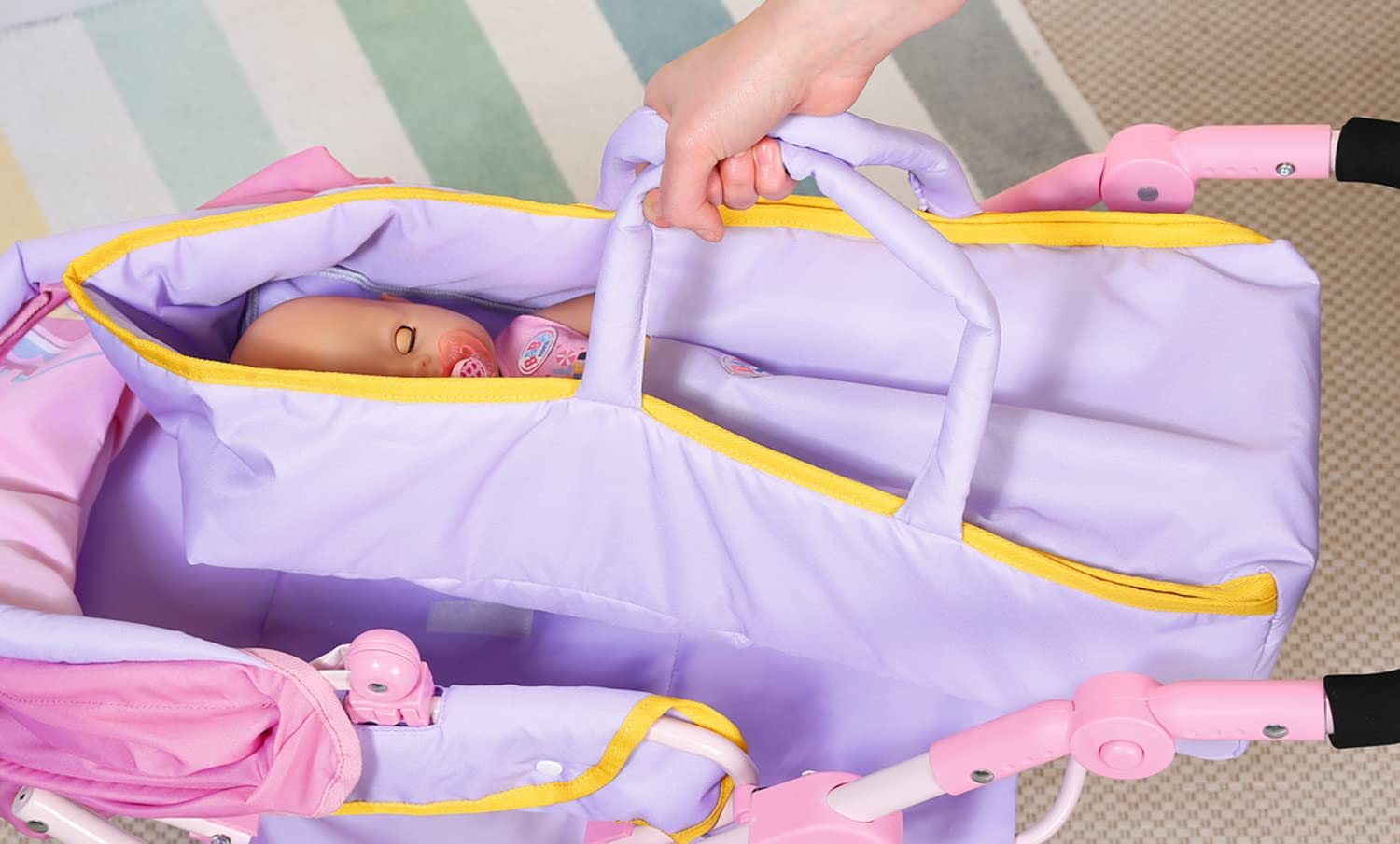 baby-born-deluxe-pram-puppenwagen-mit-verstellbarem-griff-und-wickeltasche-f-r-3 image 8