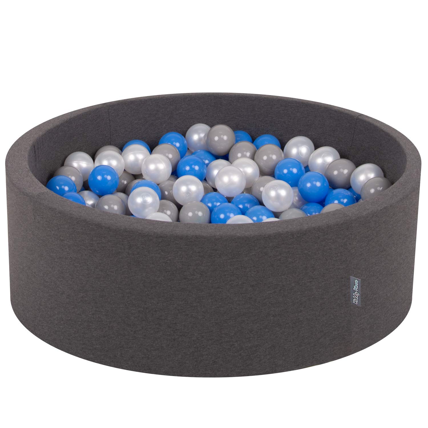 kiddymoon-b-llebad-rund-90x30-cm-mit-200-b-llen-7-cm-dunkelgrau-perle-grau-blau image 1