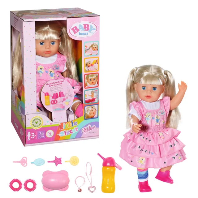 baby-born-kindergarten-little-sister-36-cm-puppe-mit-haaren-und-7-funktionen-ohn image 1