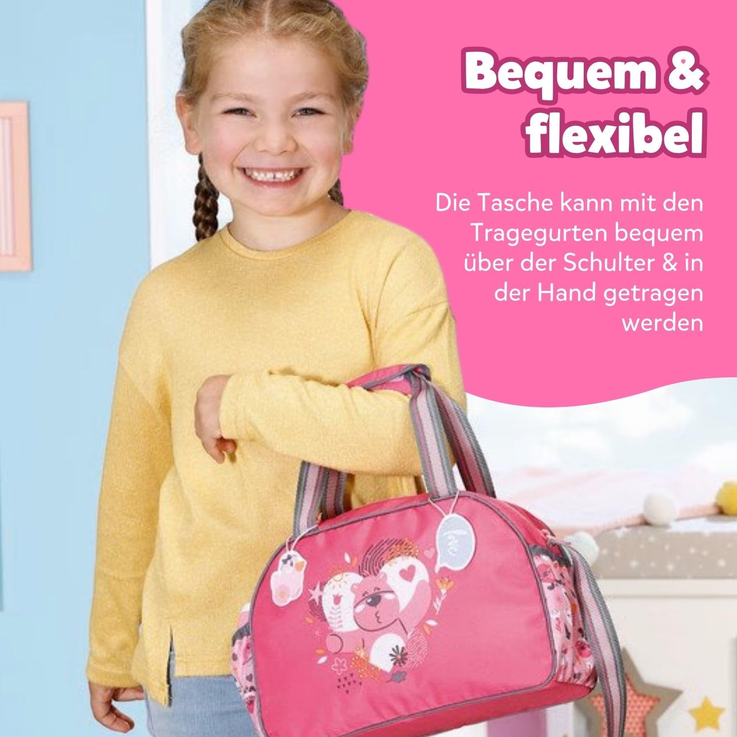baby-born-wickeltasche-rosa-grau-puppenwickeltasche-mit-wickelunterlage-windel-u image 6
