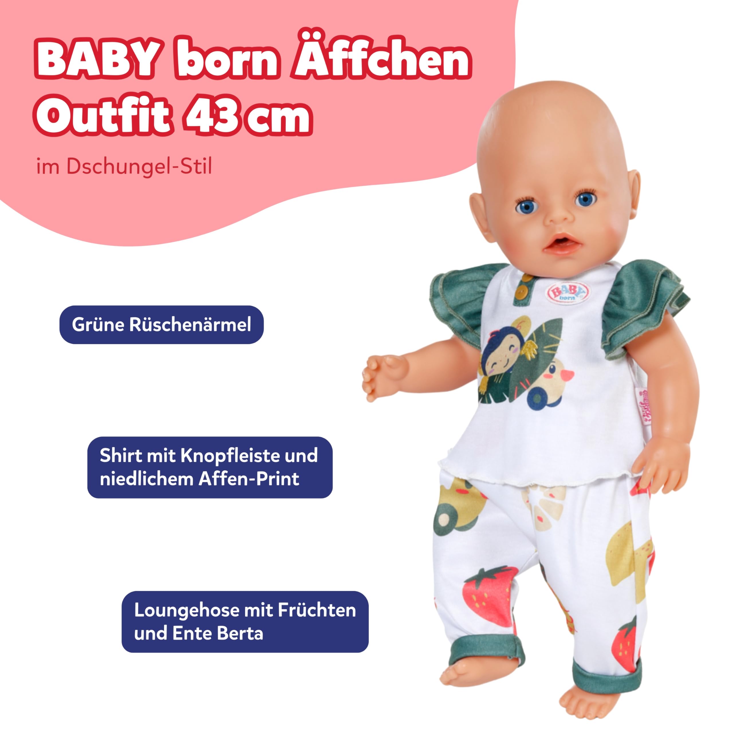 baby-born-affen-outfit-puppenkleidung-f-r-43-cm-puppen-shirt-und-hose image 2